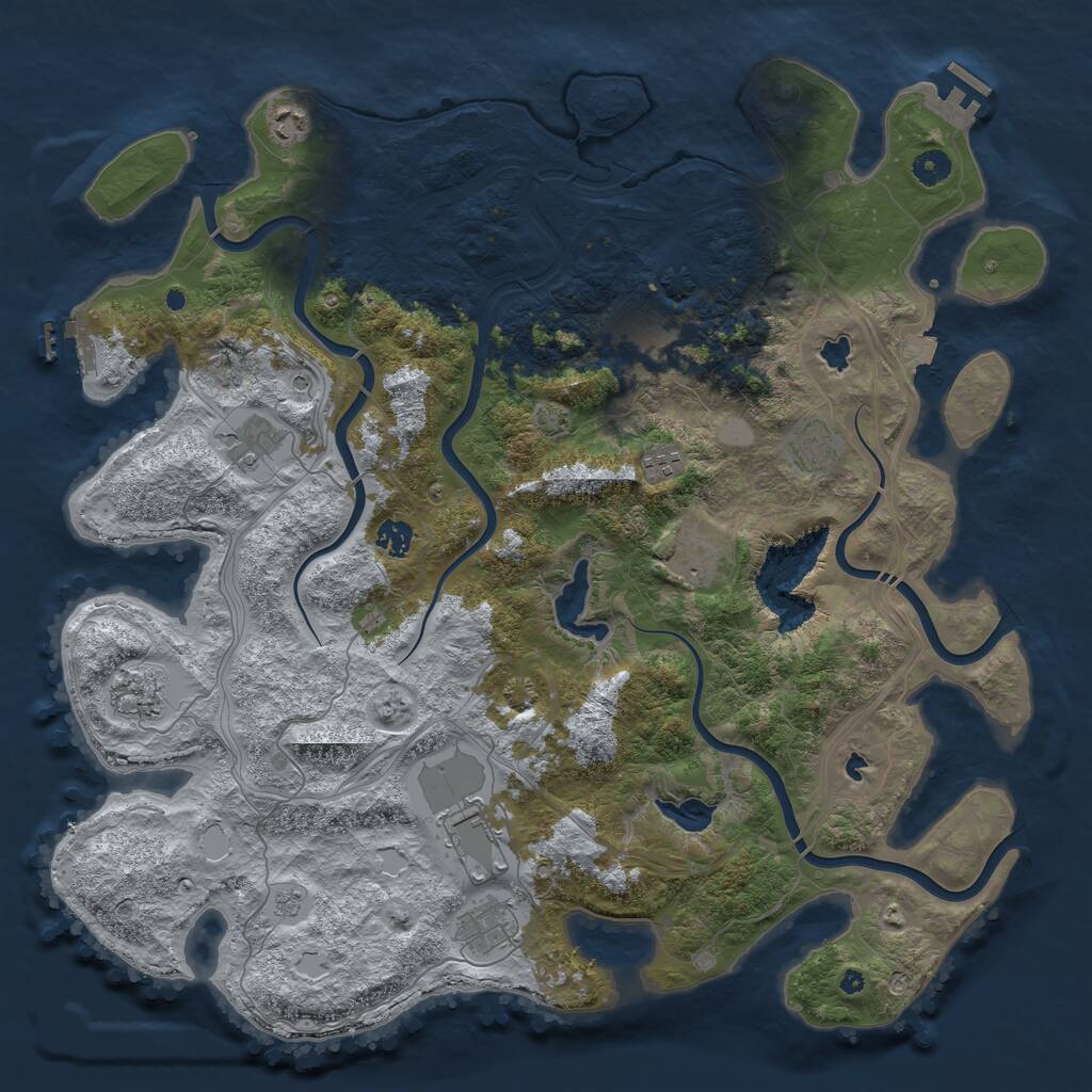 Rust Map: Procedural Map, Size: 4500, Seed: 2342351, 16 Monuments