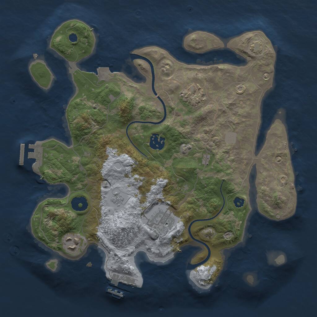 Rust Map: Procedural Map, Size: 3000, Seed: 39034176, 9 Monuments