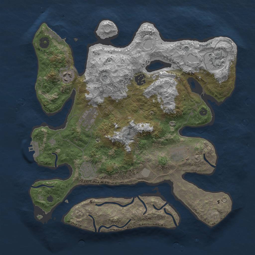 Rust Map: Procedural Map, Size: 3500, Seed: 1424, 14 Monuments
