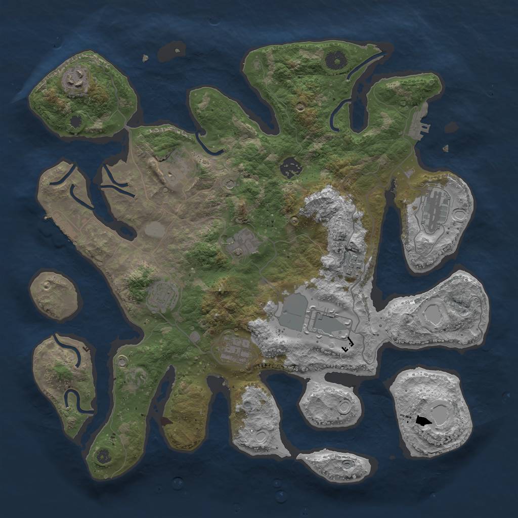 Rust Map: Procedural Map, Size: 3800, Seed: 69420, 17 Monuments