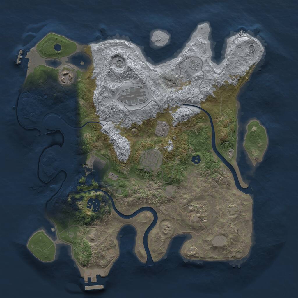 Rust Map: Procedural Map, Size: 3254, Seed: 1, 13 Monuments