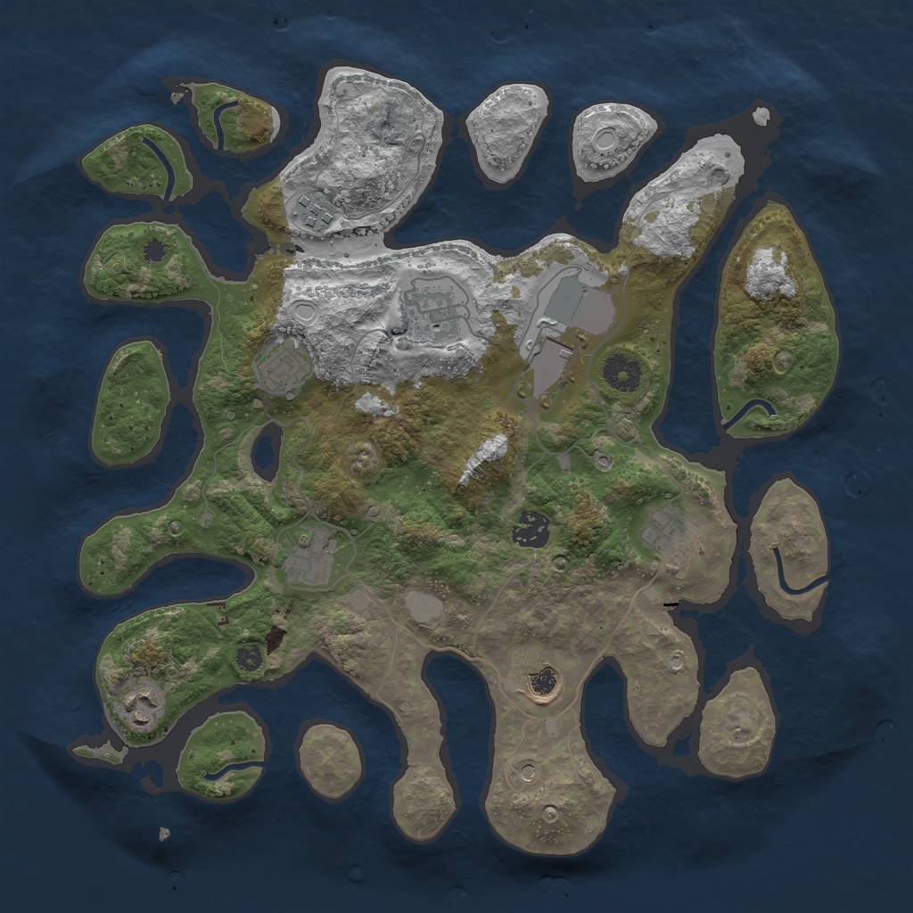 Rust Map: Procedural Map, Size: 3600, Seed: 1997220317, 15 Monuments