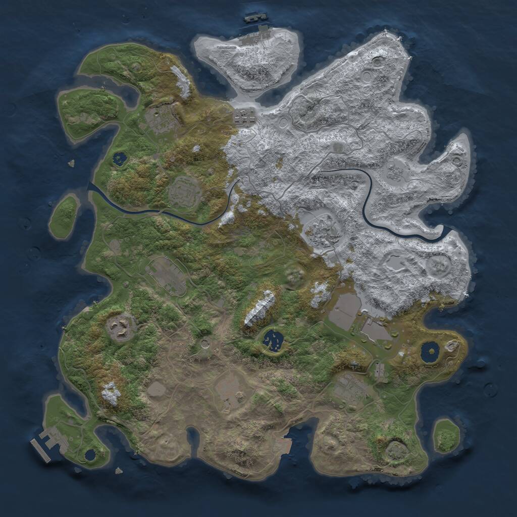 Rust Map: Procedural Map, Size: 3800, Seed: 670548657, 16 Monuments