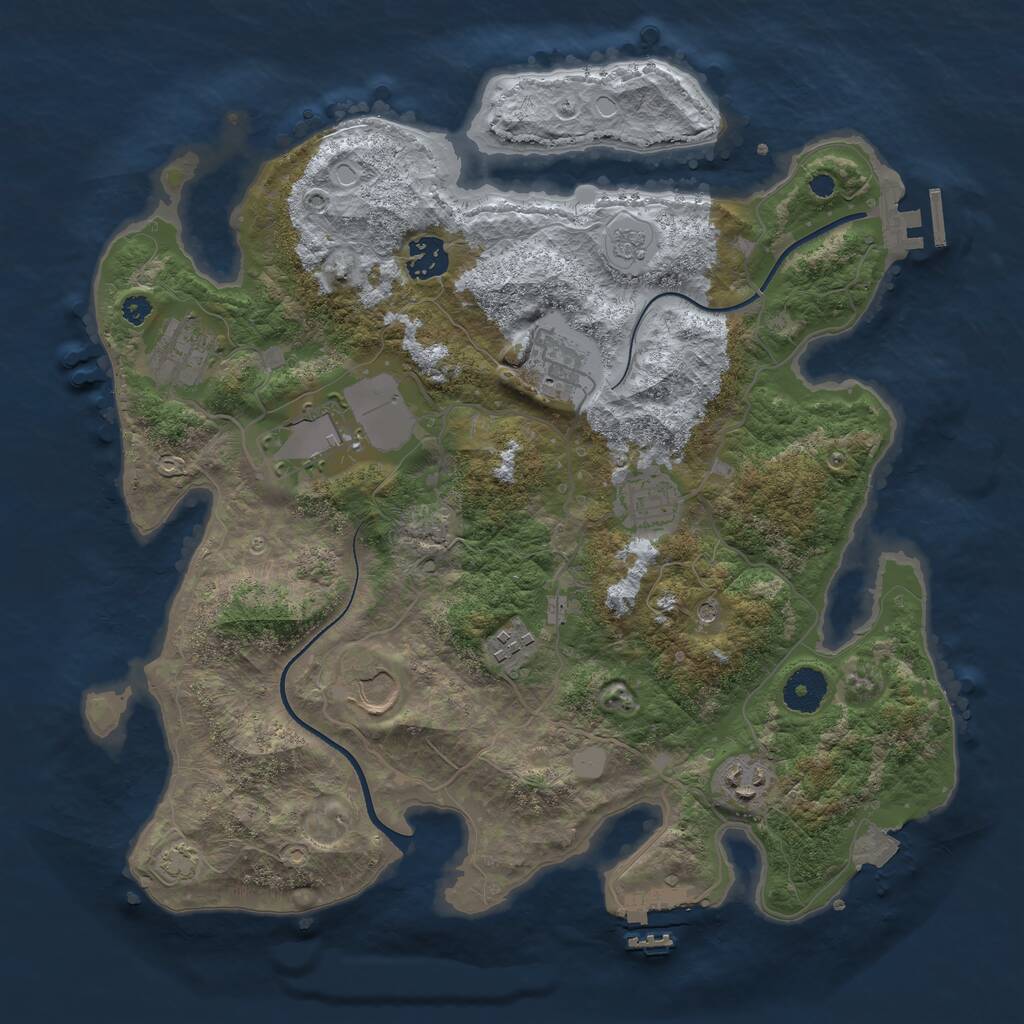 Rust Map: Procedural Map, Size: 3550, Seed: 740537, 14 Monuments