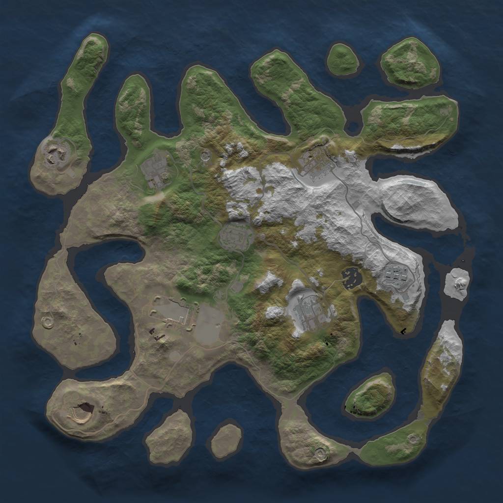 Rust Map: Barren, Size: 3550, Seed: 204472, 12 Monuments