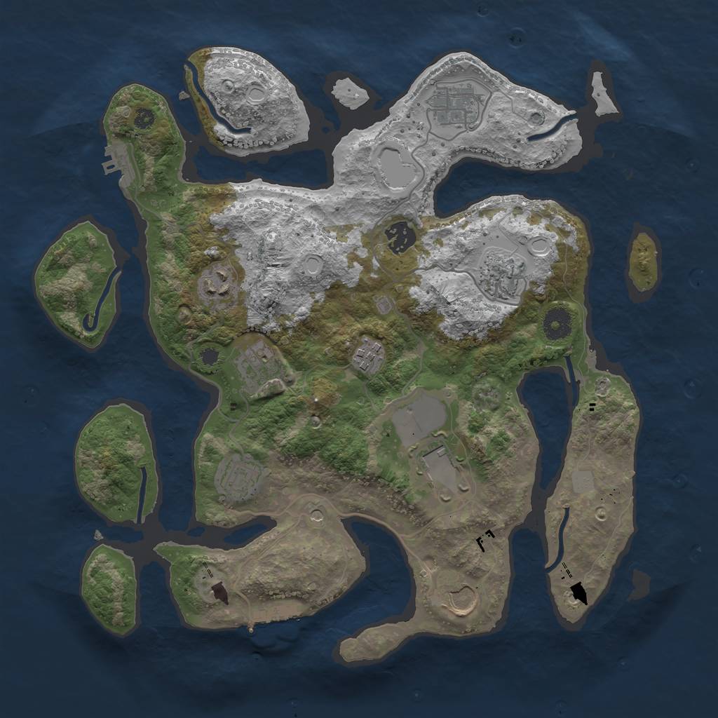 Rust Map: Procedural Map, Size: 3550, Seed: 160793, 17 Monuments