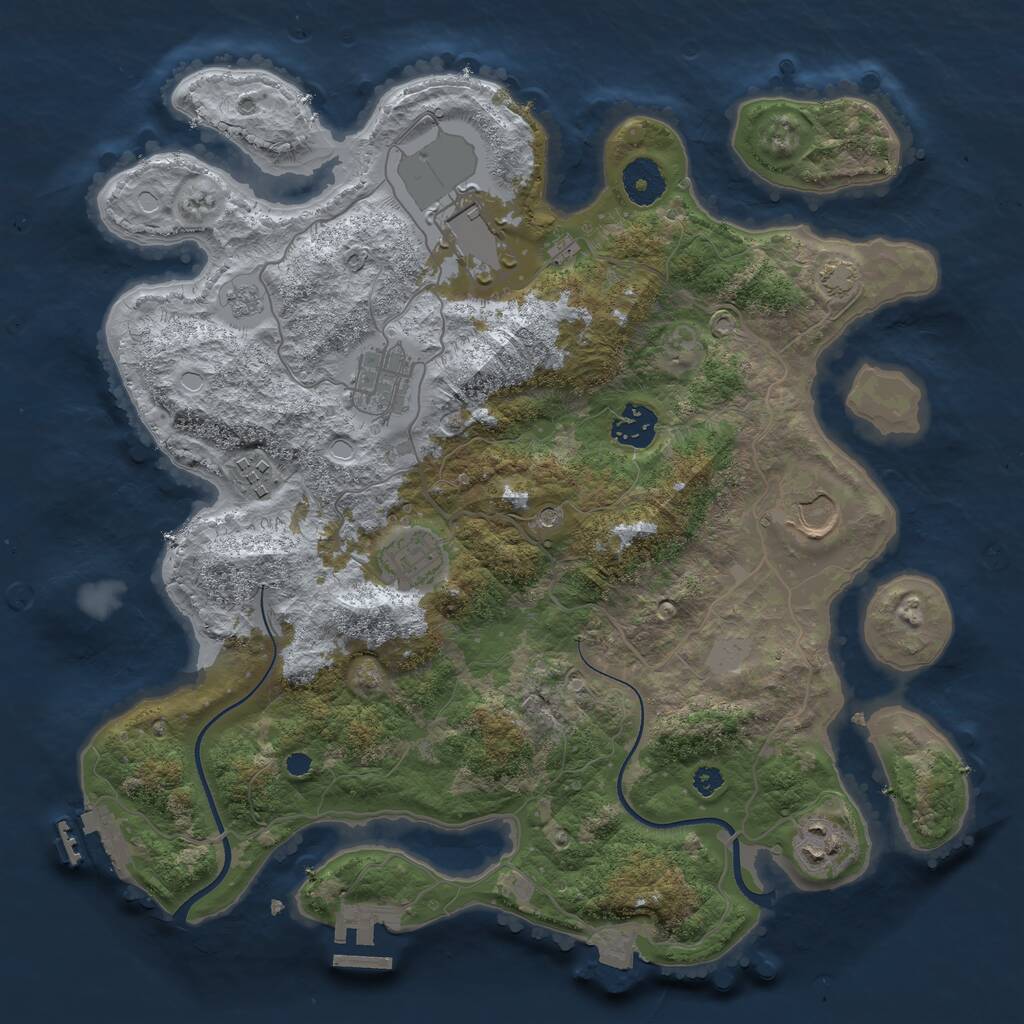 Rust Map: Procedural Map, Size: 3500, Seed: 6754, 13 Monuments