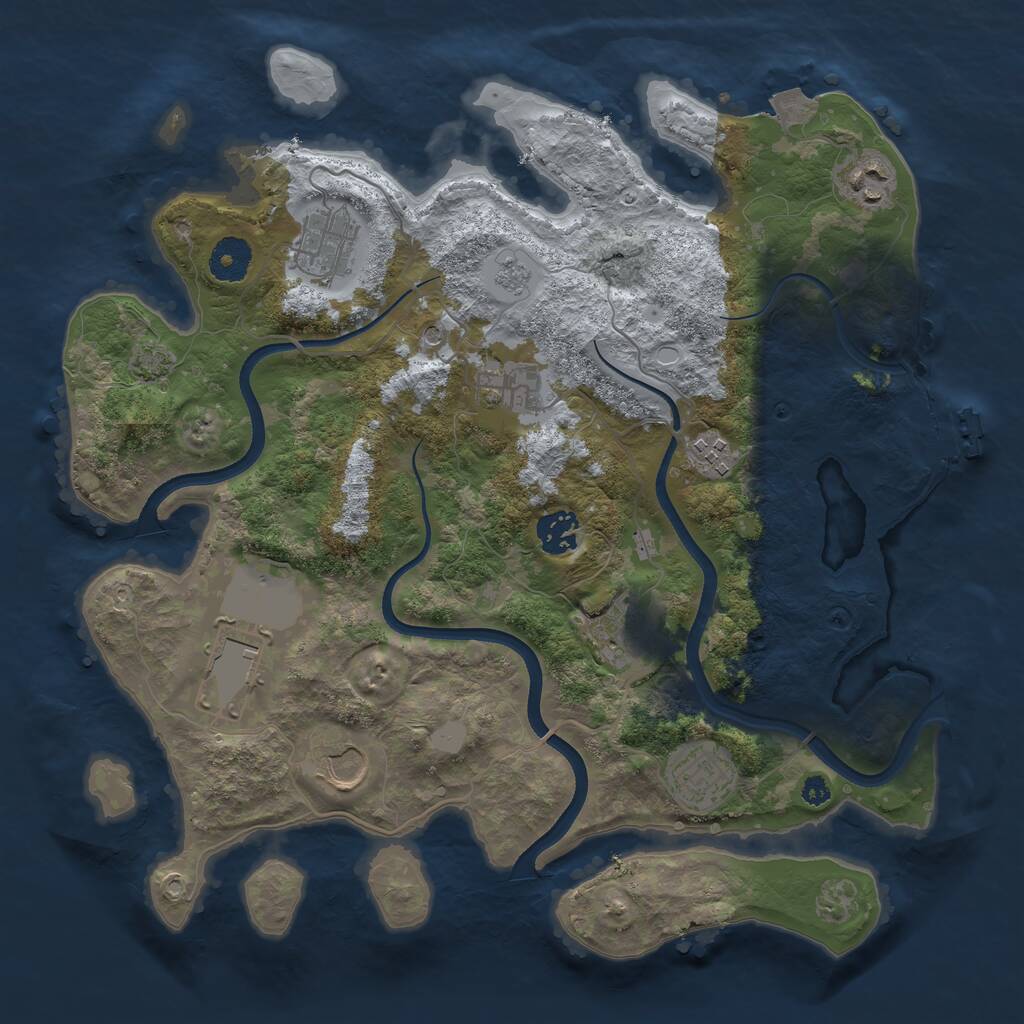 Rust Map: Procedural Map, Size: 3550, Seed: 793635, 14 Monuments