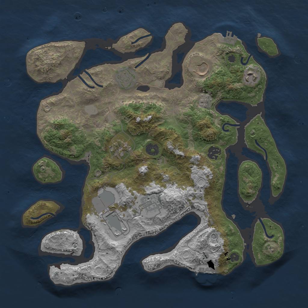 Rust Map: Procedural Map, Size: 3550, Seed: 675466, 16 Monuments