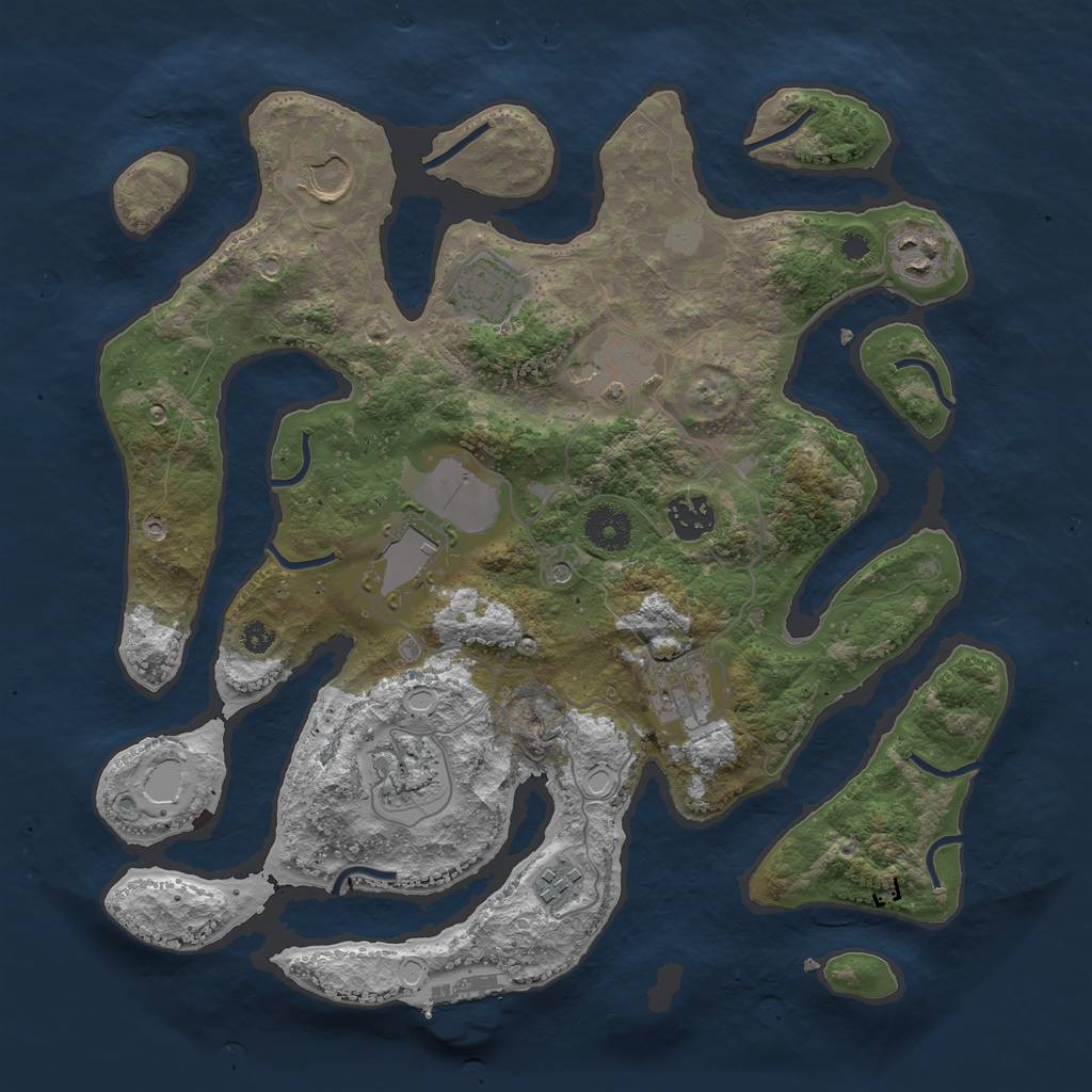 Rust Map: Procedural Map, Size: 3550, Seed: 674344, 16 Monuments
