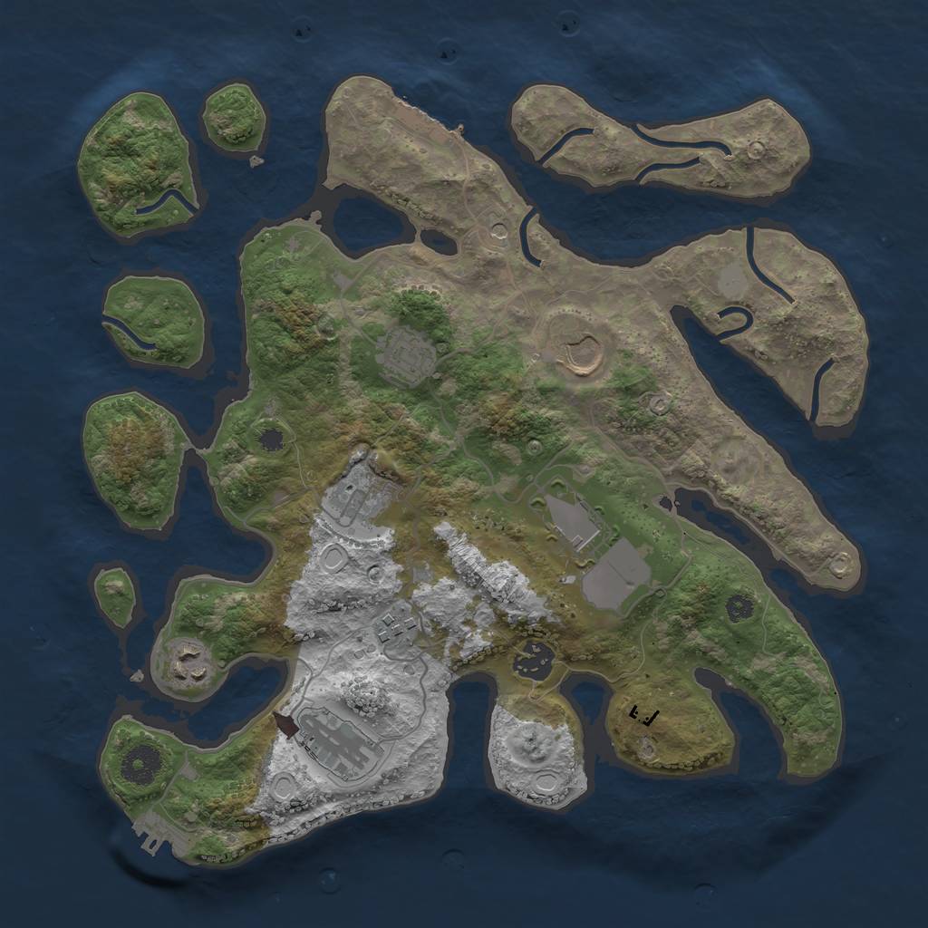 Rust Map: Procedural Map, Size: 3500, Seed: 1312775144, 16 Monuments