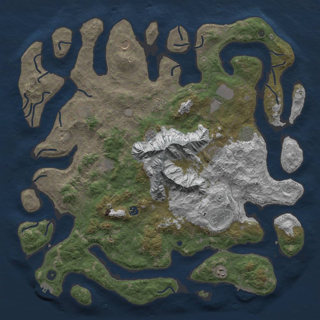 Rust Map: Procedural Map, Size: 5000, Seed: 2005, 19 Monuments