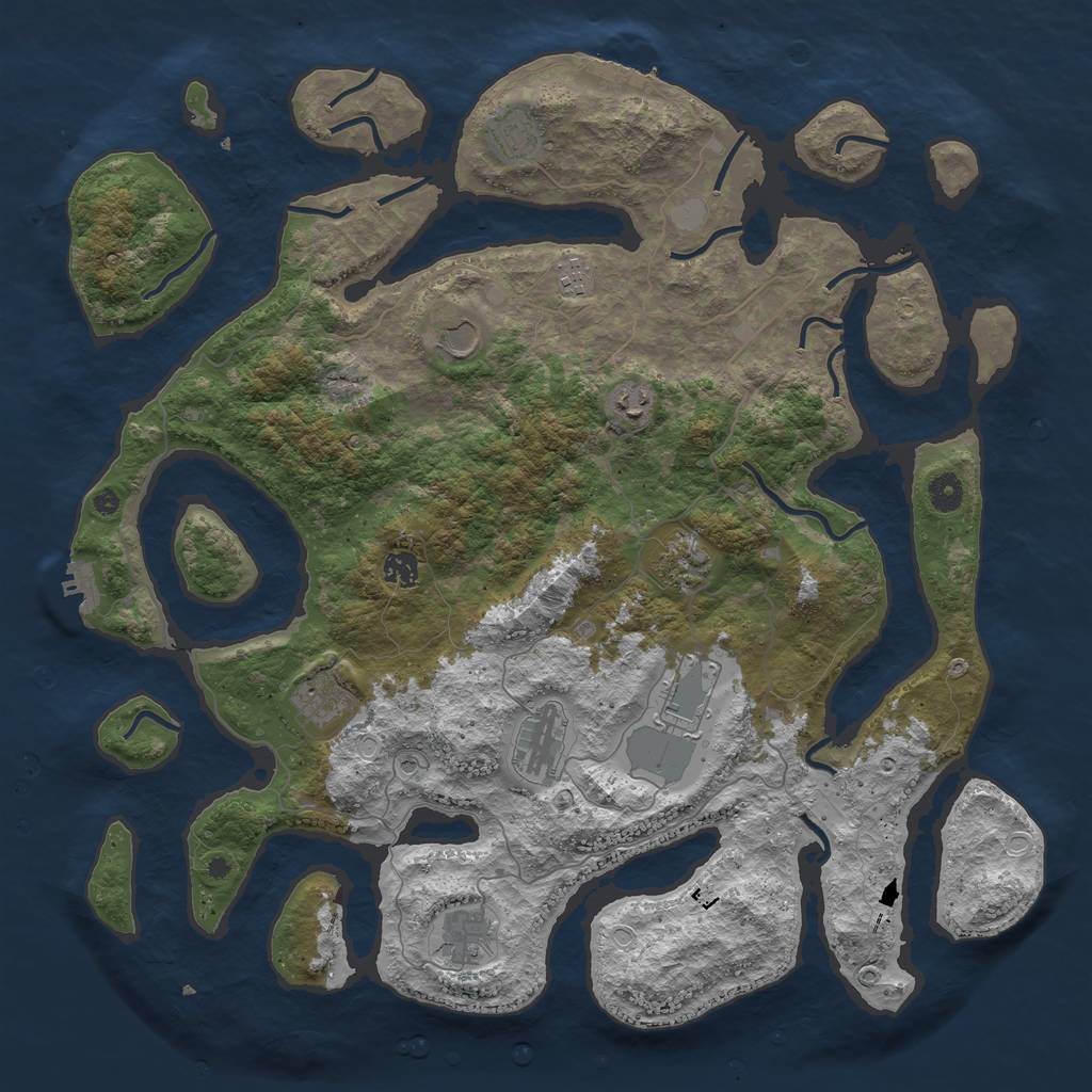Rust Map: Procedural Map, Size: 4500, Seed: 30979819, 18 Monuments