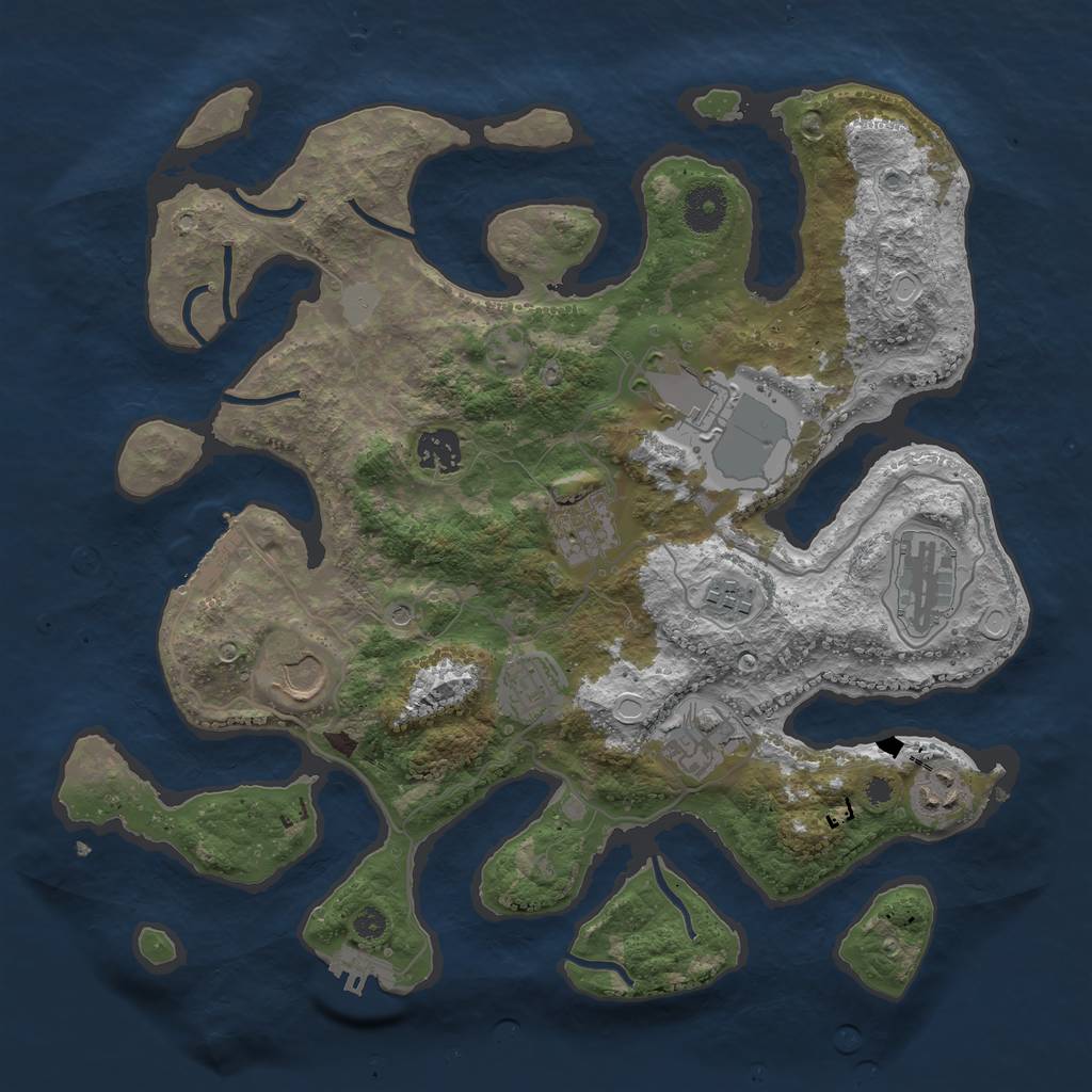 Rust Map: Procedural Map, Size: 3600, Seed: 359186978, 17 Monuments