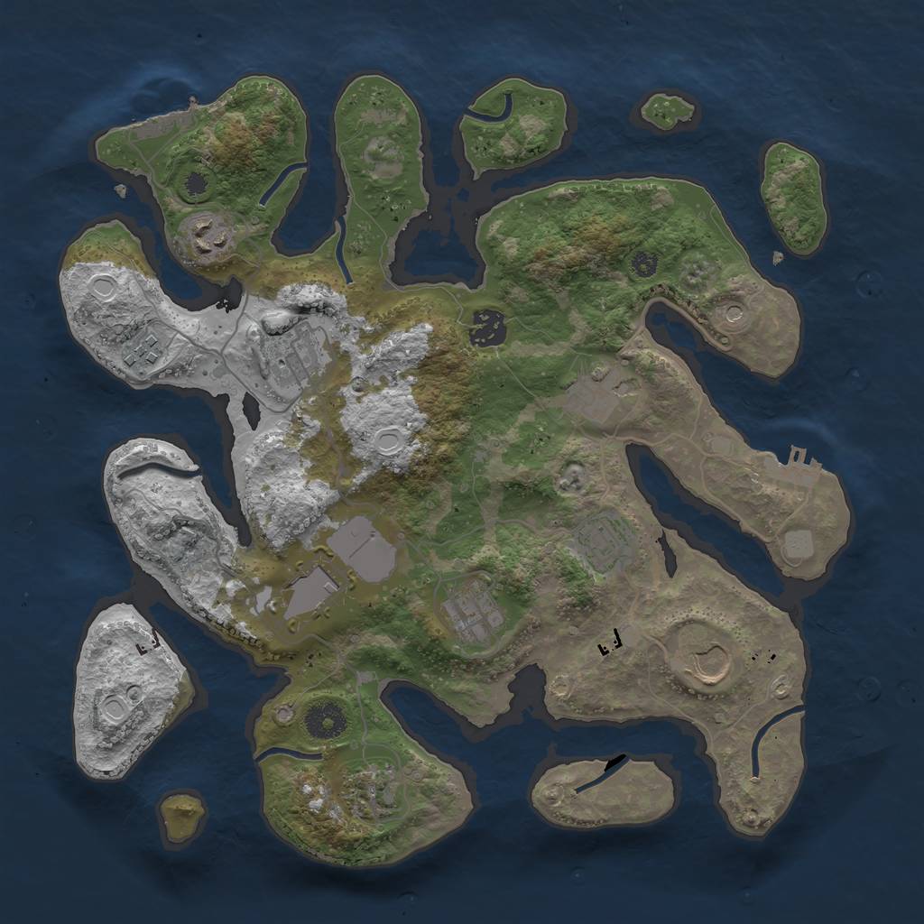 Rust Map: Procedural Map, Size: 3550, Seed: 151088, 18 Monuments