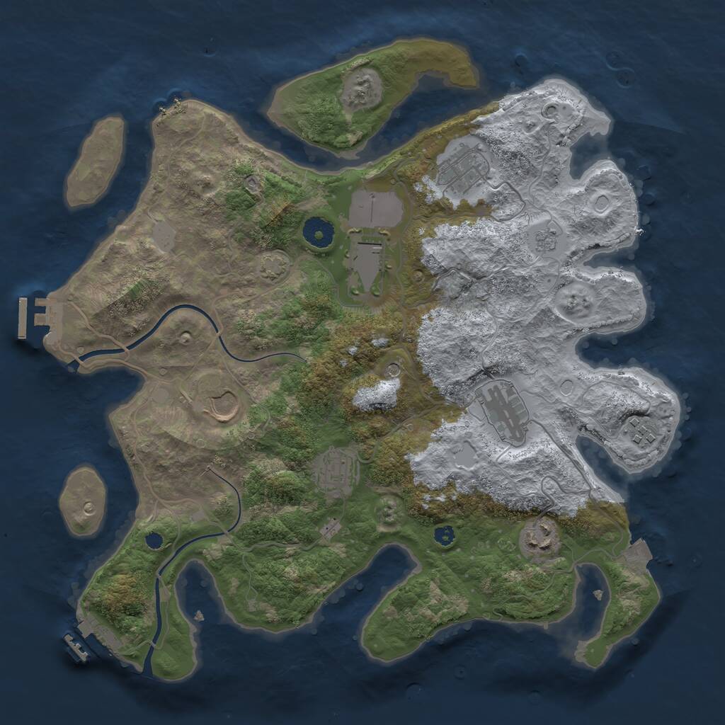 Rust Map: Procedural Map, Size: 3550, Seed: 396216, 13 Monuments