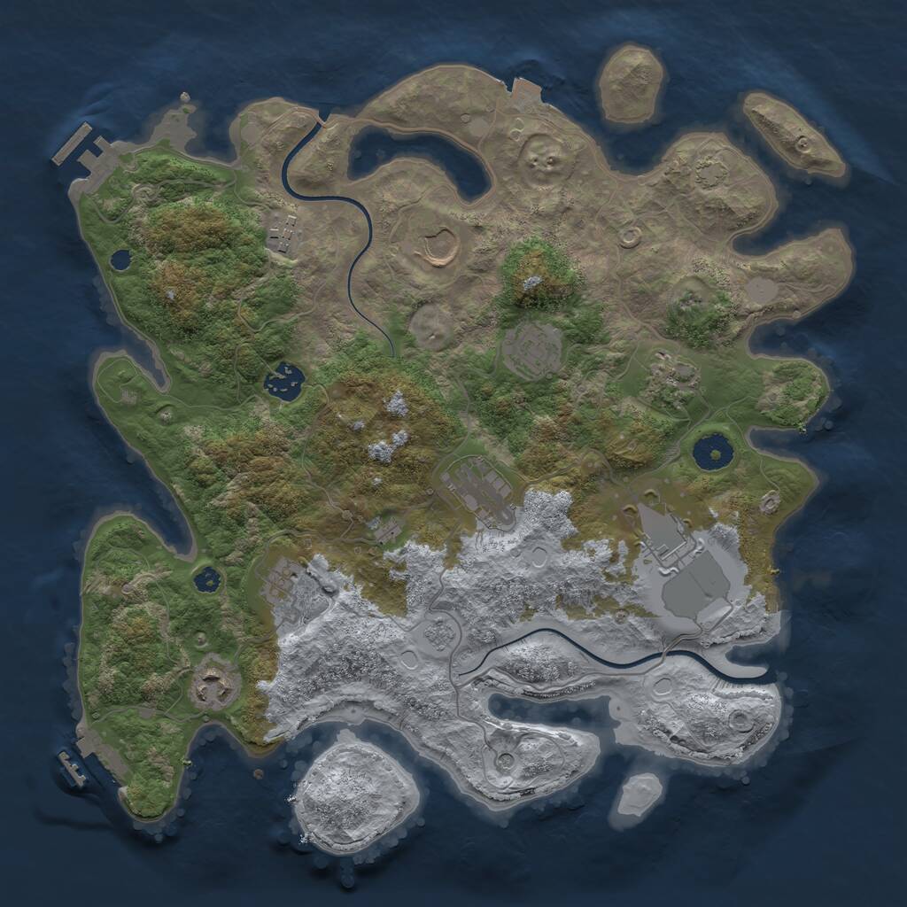 Rust Map: Procedural Map, Size: 3600, Seed: 2094851738, 15 Monuments