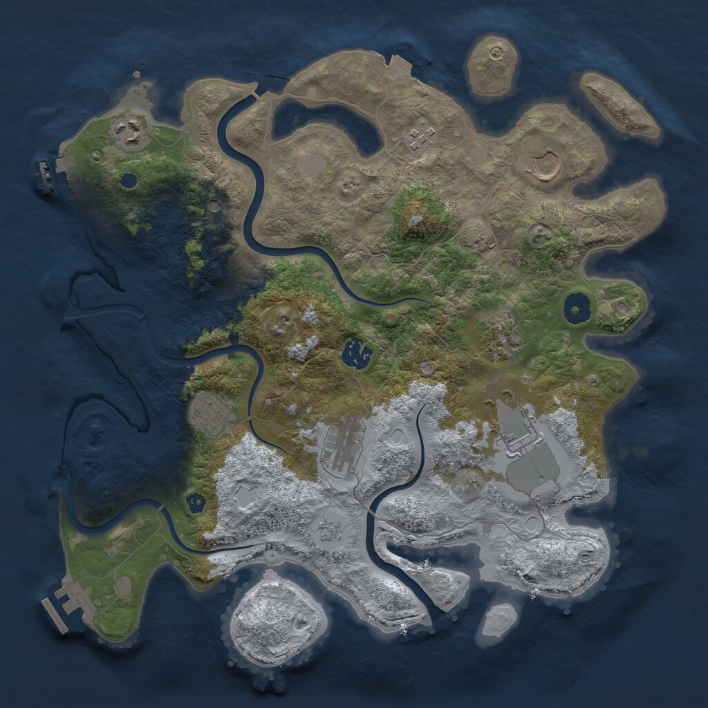 Rust Map: Procedural Map, Size: 3600, Seed: 2094851738, 14 Monuments