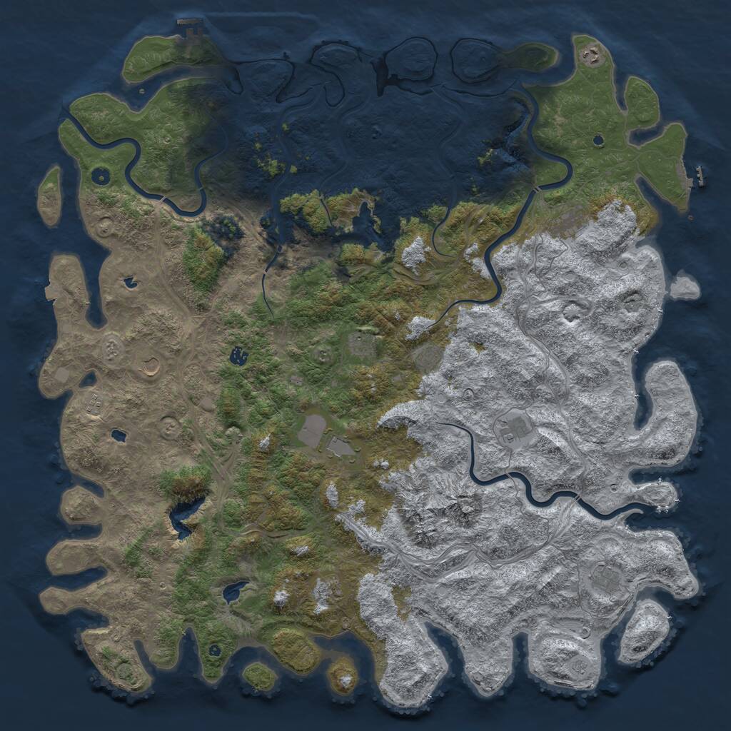 Rust Map: Procedural Map, Size: 6000, Seed: 921042239, 17 Monuments