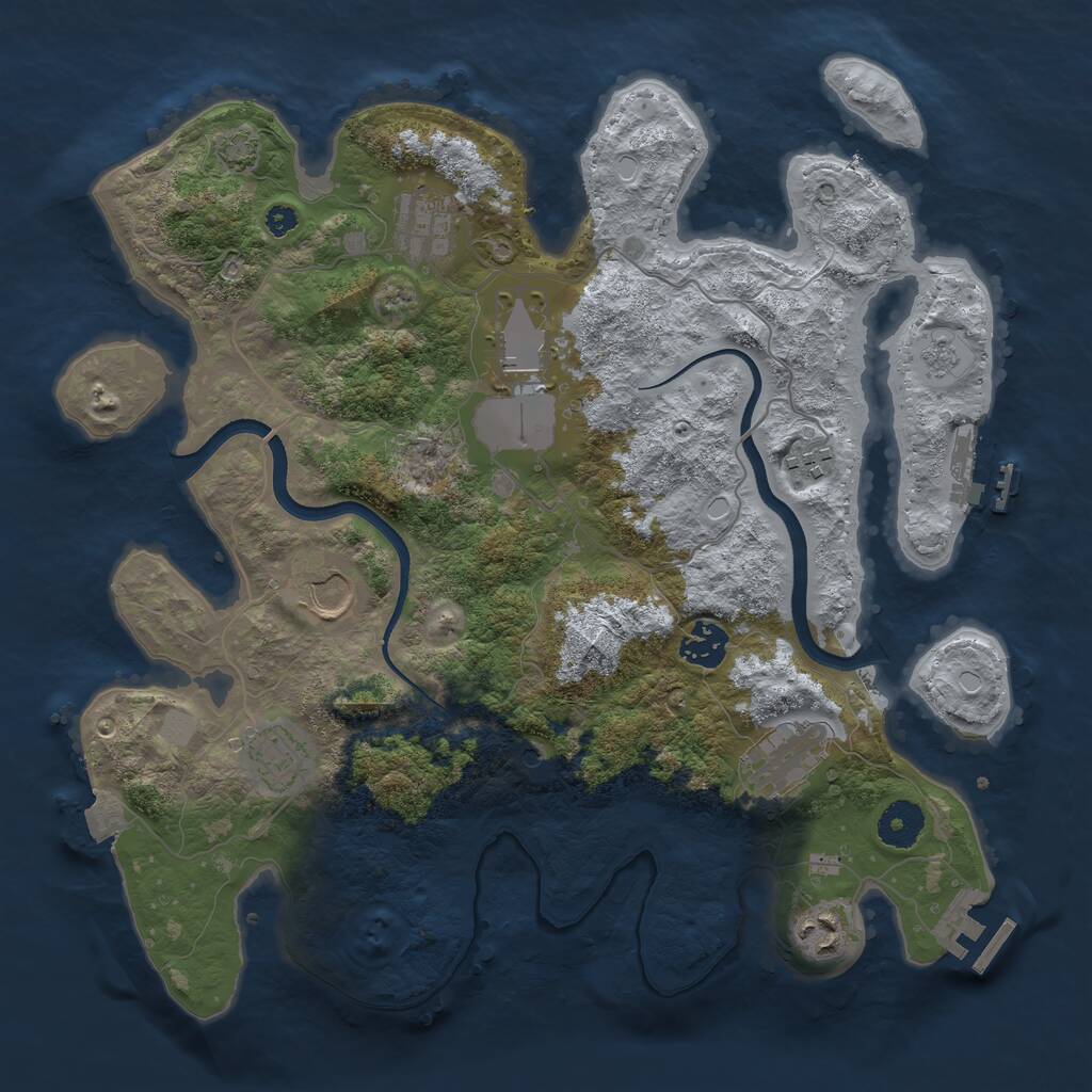 Rust Map: Procedural Map, Size: 3550, Seed: 424587, 14 Monuments