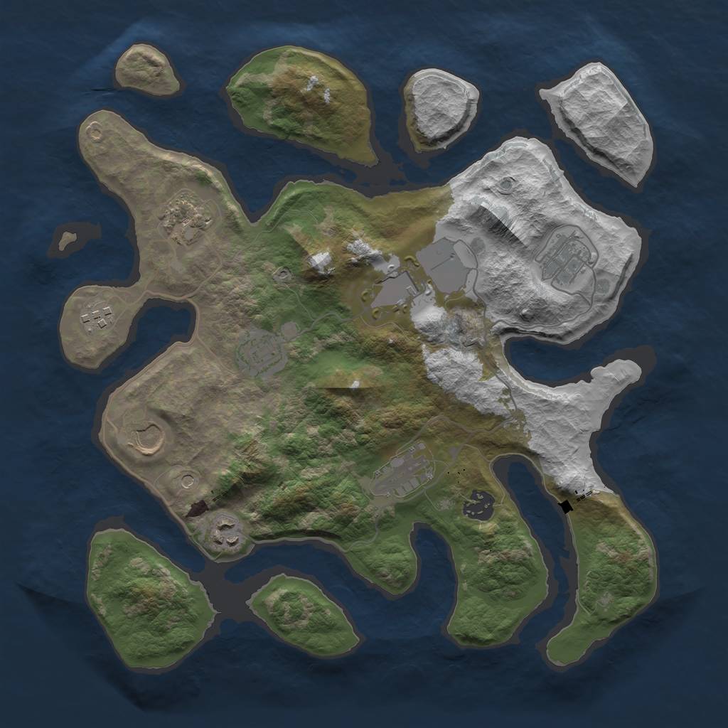 Rust Map: Barren, Size: 3550, Seed: 788191, 12 Monuments