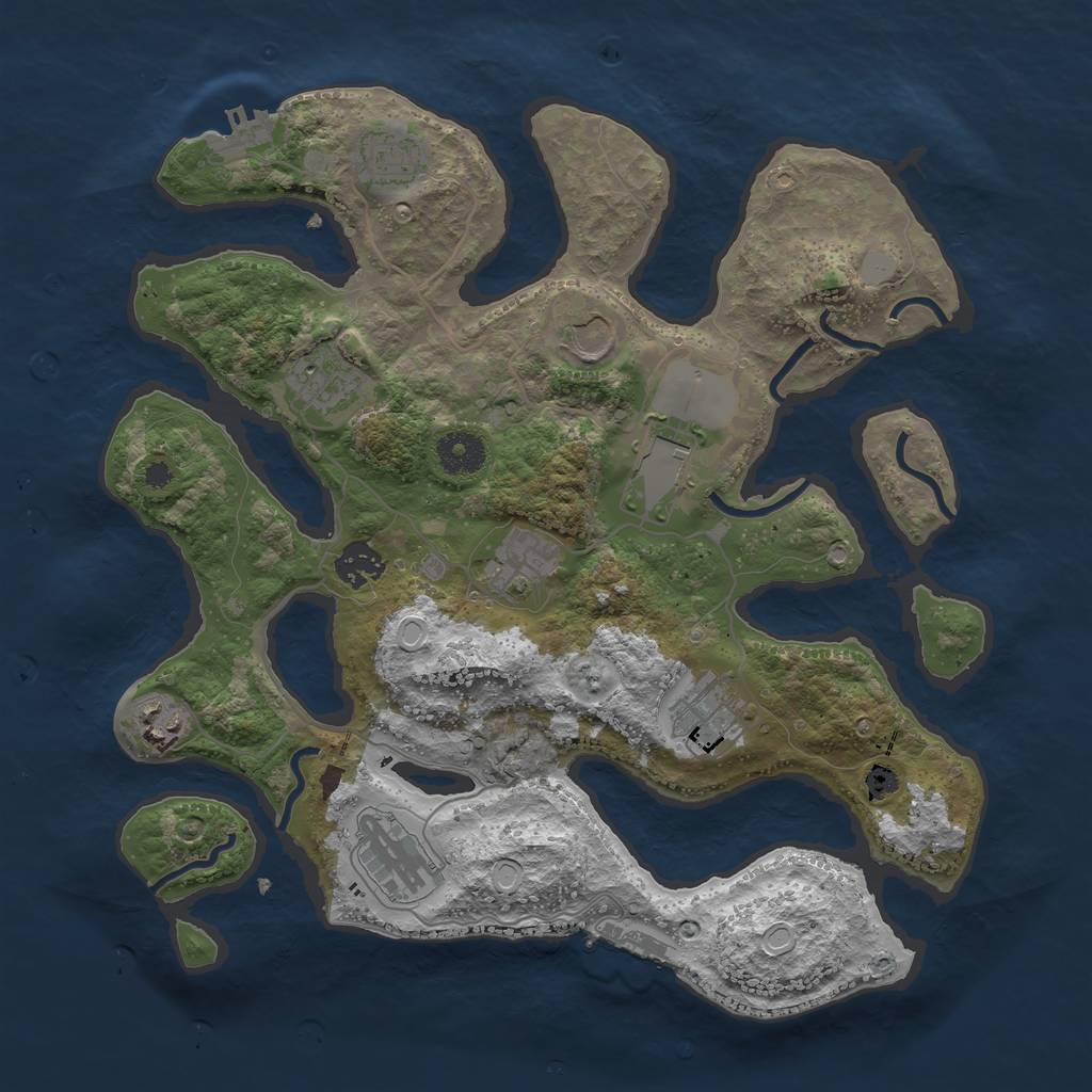 Rust Map: Procedural Map, Size: 3550, Seed: 134237, 16 Monuments