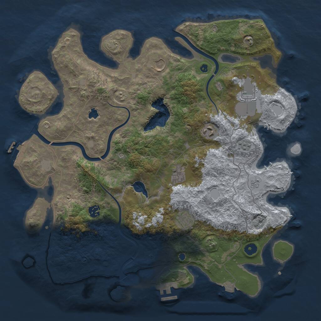 Rust Map: Procedural Map, Size: 4000, Seed: 715482638, 13 Monuments