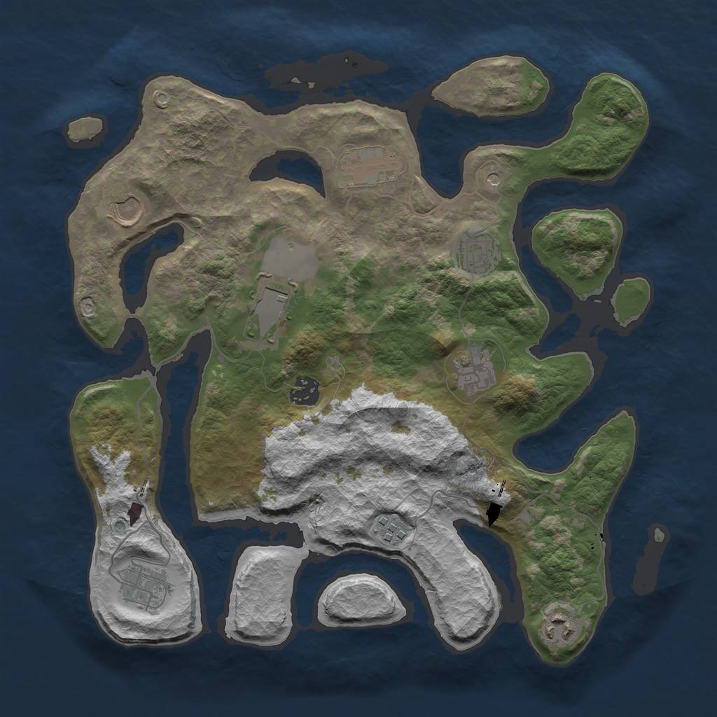 Rust Map: Barren, Size: 3550, Seed: 475626, 12 Monuments