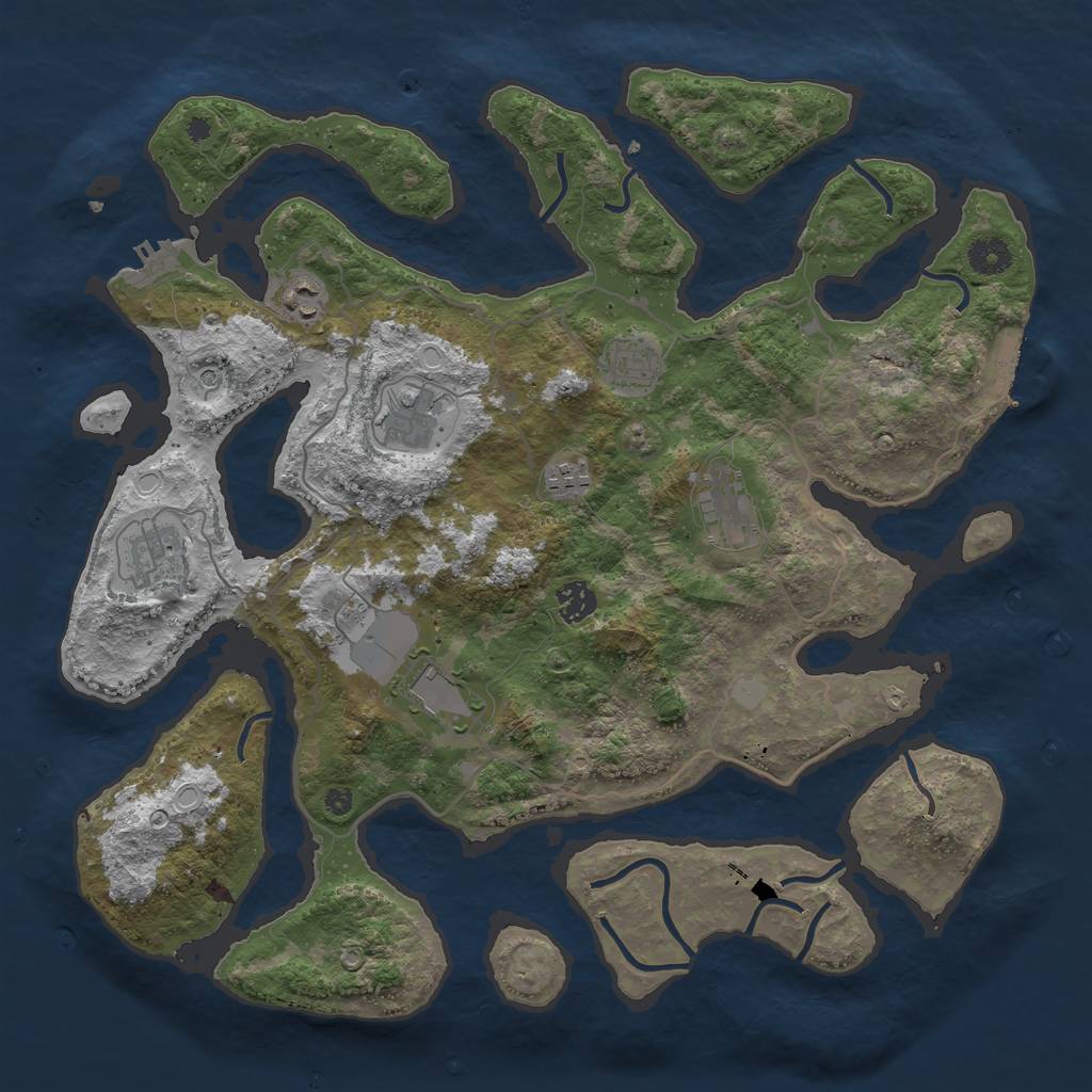 Rust Map: Procedural Map, Size: 4000, Seed: 3313, 16 Monuments