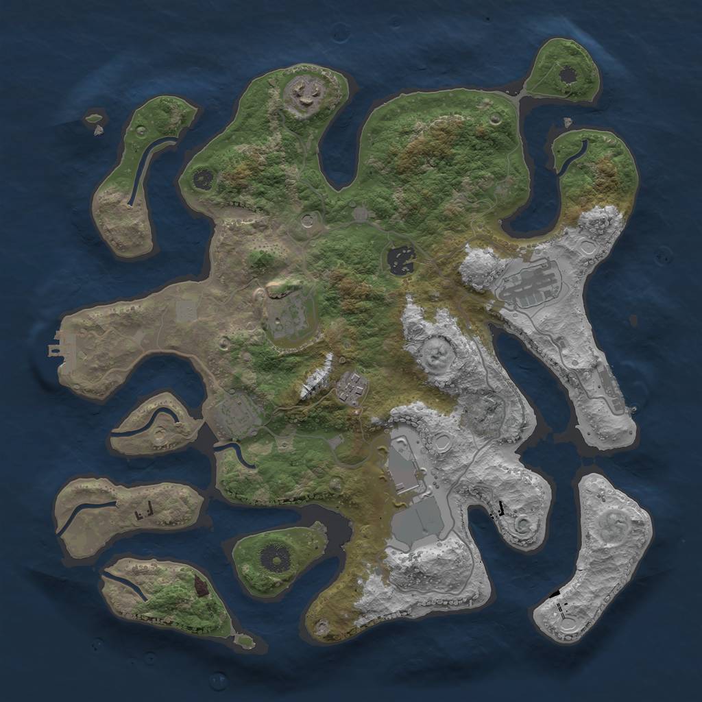 Rust Map: Procedural Map, Size: 3550, Seed: 384106, 15 Monuments