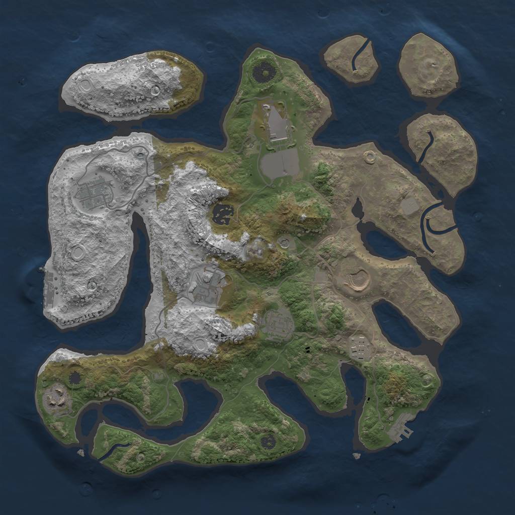 Rust Map: Procedural Map, Size: 3550, Seed: 332575, 16 Monuments