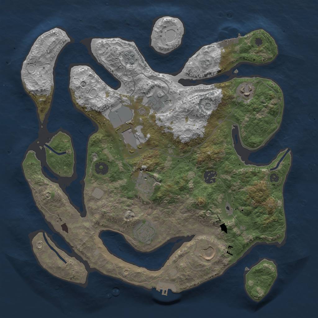 Rust Map: Procedural Map, Size: 3550, Seed: 121490, 16 Monuments