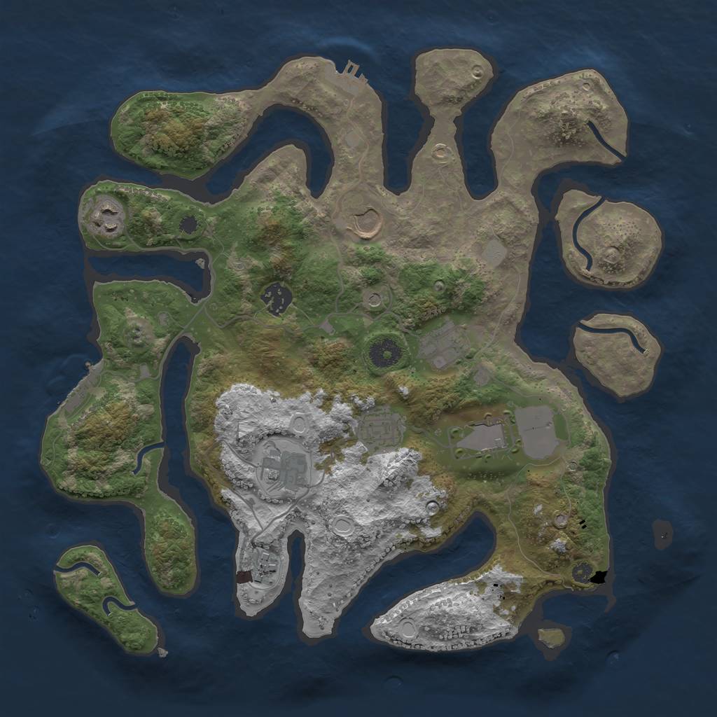 Rust Map: Procedural Map, Size: 3550, Seed: 164991, 16 Monuments