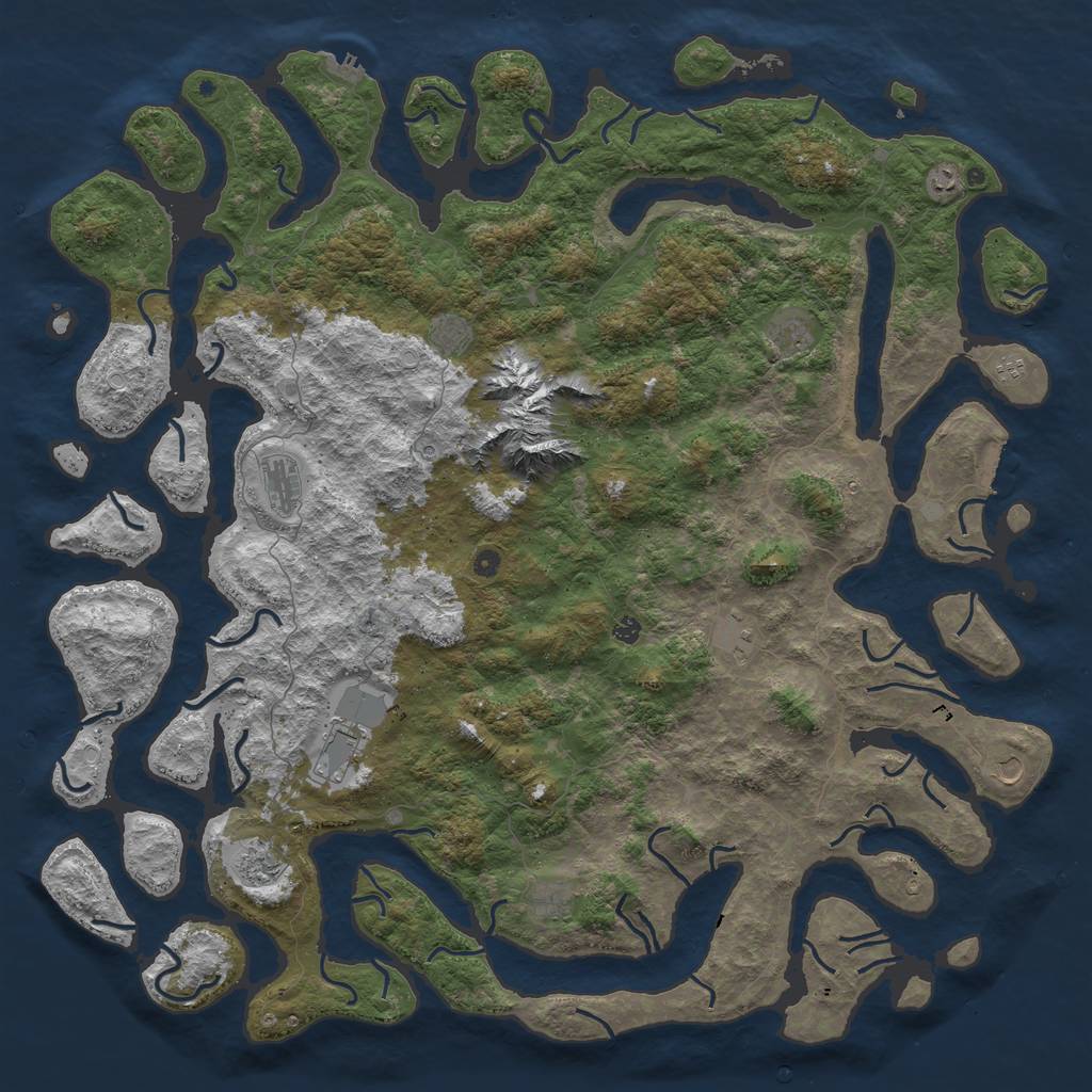 Rust Map: Procedural Map, Size: 6000, Seed: 830512369, 19 Monuments
