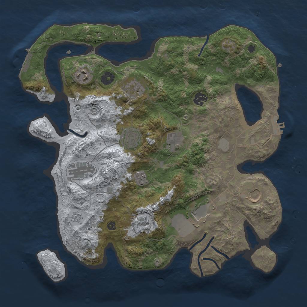 Rust Map: Procedural Map, Size: 3500, Seed: 105723677, 19 Monuments