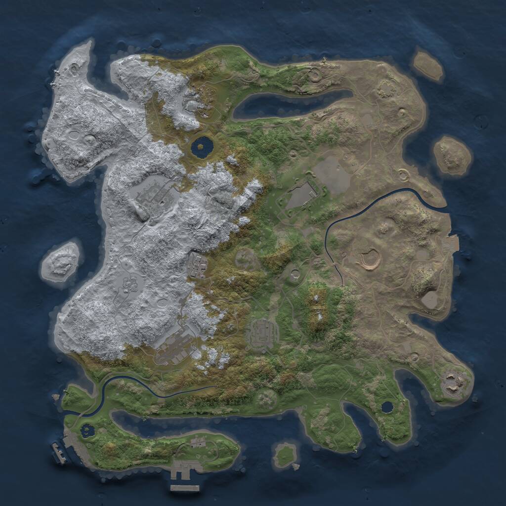 Rust Map: Procedural Map, Size: 3550, Seed: 832940, 14 Monuments