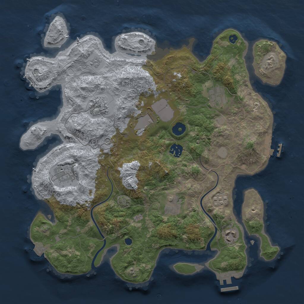 Rust Map: Procedural Map, Size: 3500, Seed: 201555247, 14 Monuments