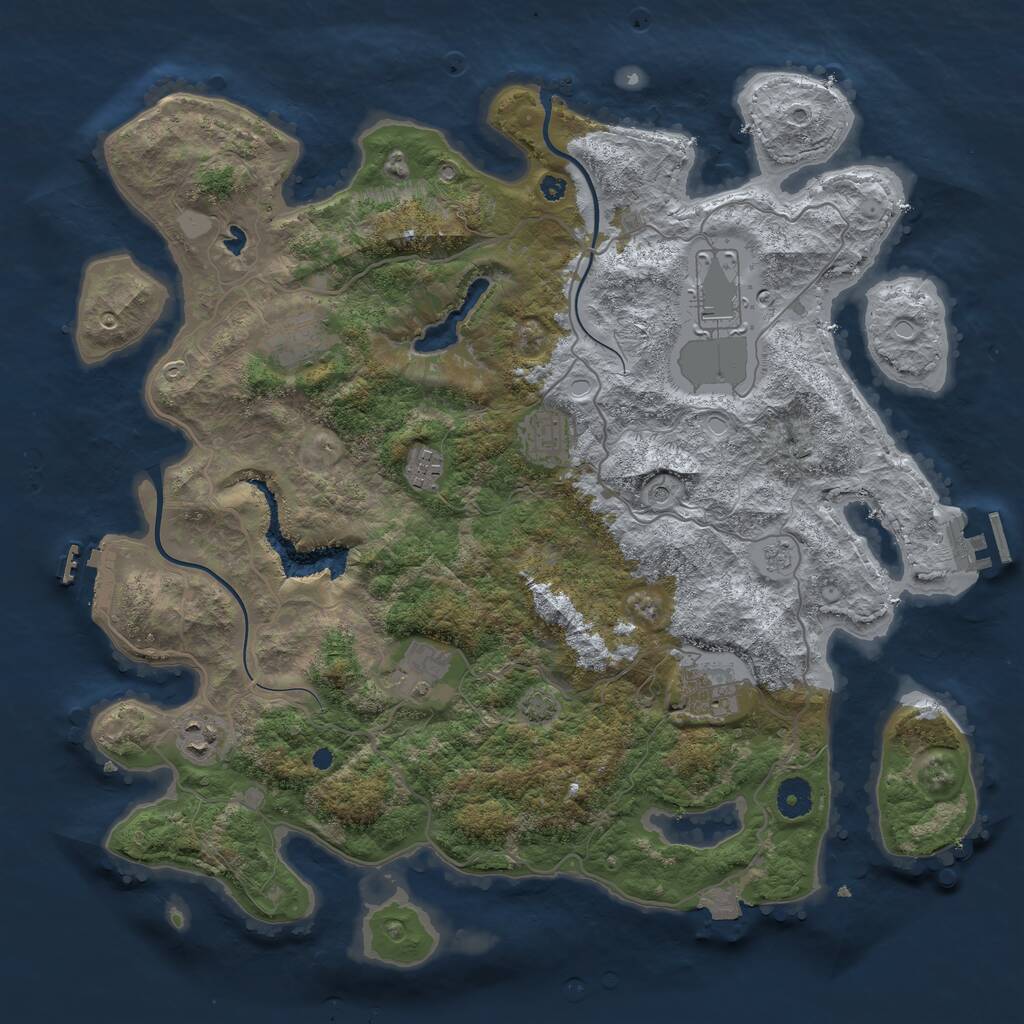 Rust Map: Procedural Map, Size: 4000, Seed: 46711287, 13 Monuments