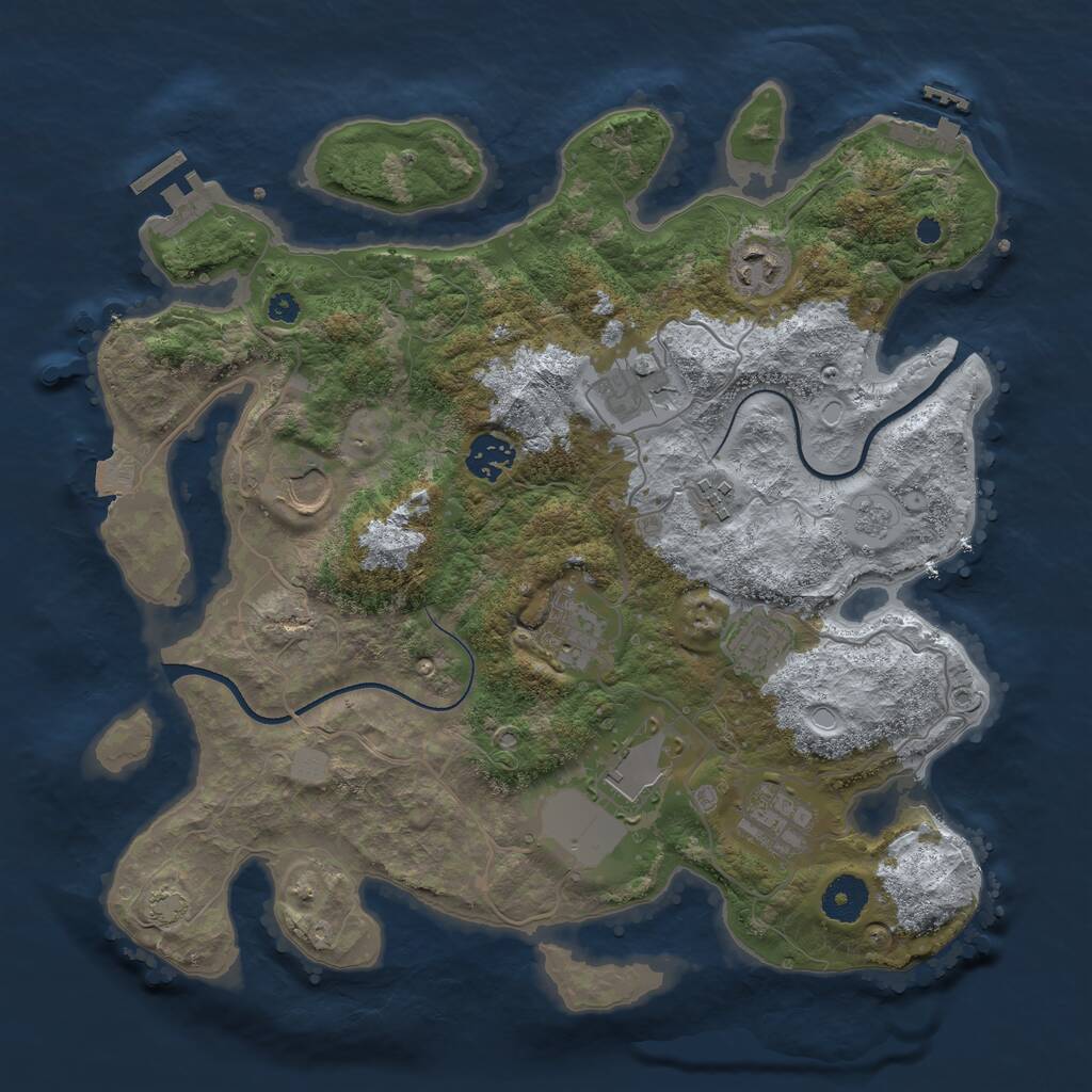 Rust Map: Procedural Map, Size: 3550, Seed: 568194, 14 Monuments