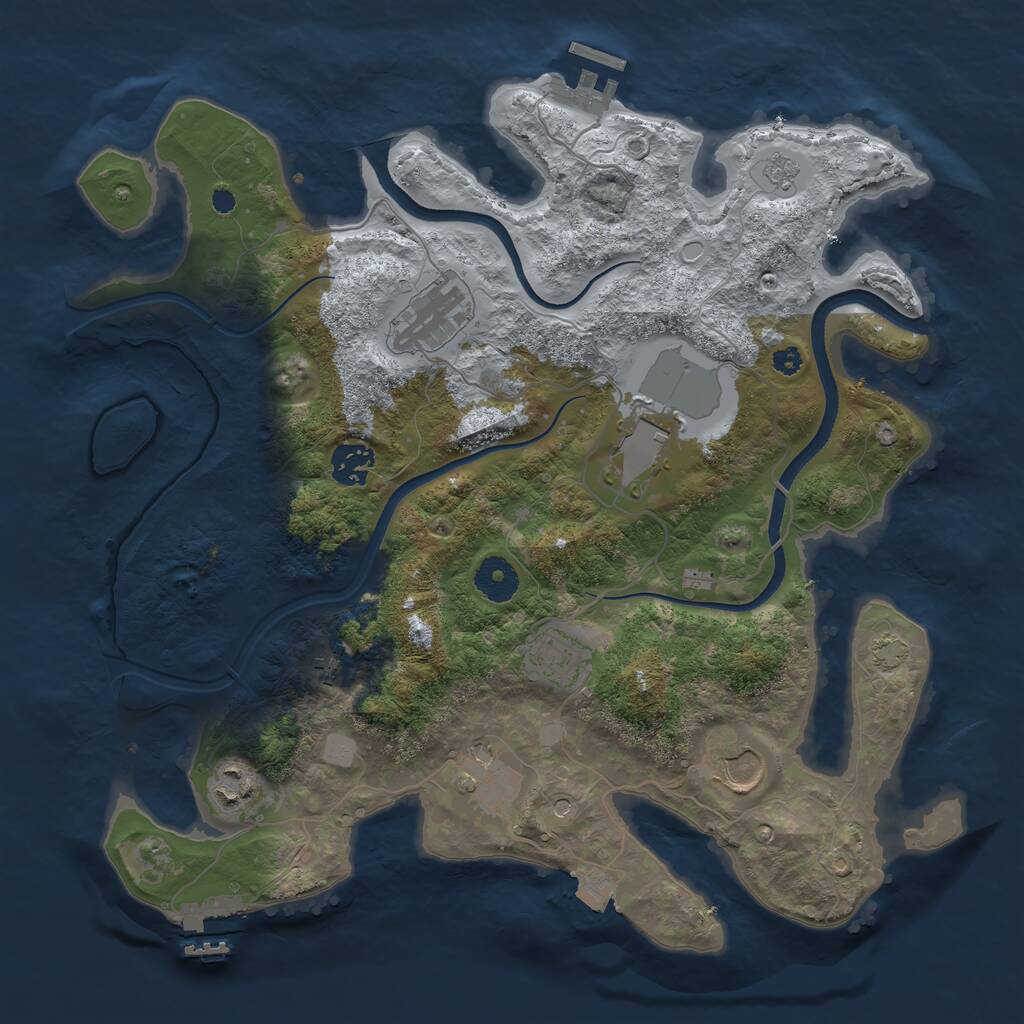 Rust Map: Procedural Map, Size: 3550, Seed: 584619, 14 Monuments