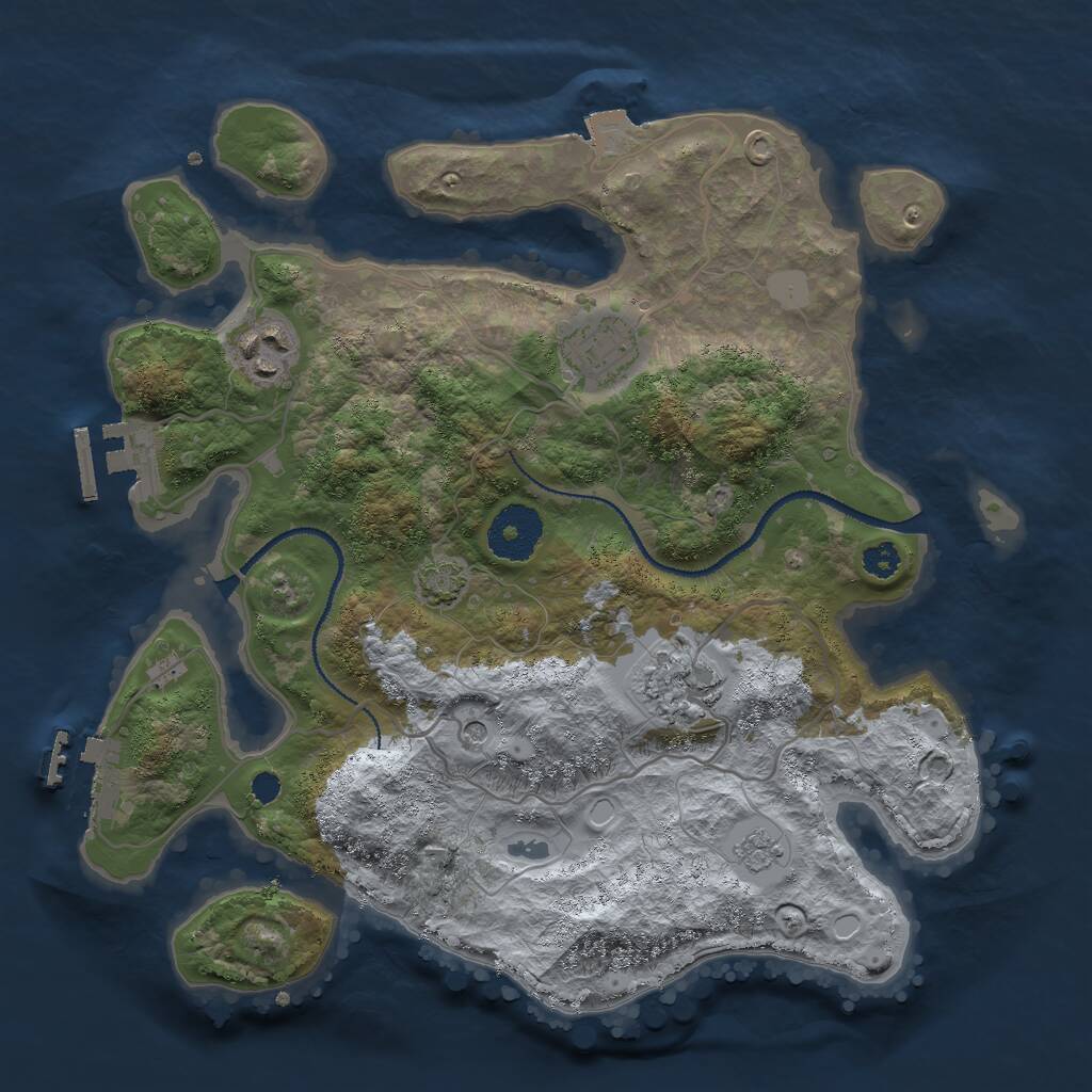Rust Map: Procedural Map, Size: 3000, Seed: 384082409, 9 Monuments