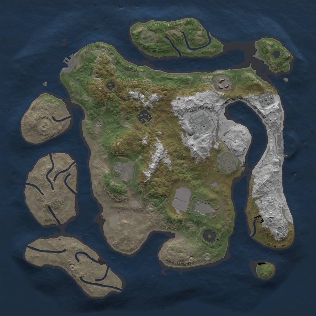 Rust Map: Procedural Map, Size: 3550, Seed: 827933, 15 Monuments