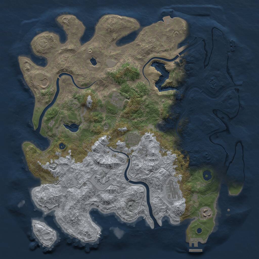 Rust Map: Procedural Map, Size: 4000, Seed: 800845, 13 Monuments