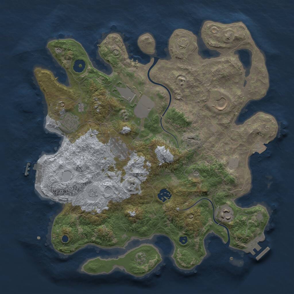 Rust Map: Procedural Map, Size: 3500, Seed: 774558413, 12 Monuments