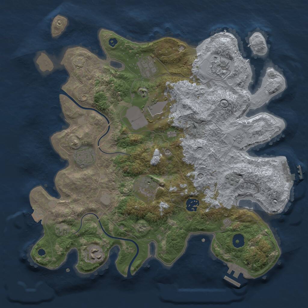 Rust Map: Procedural Map, Size: 3500, Seed: 112863949, 14 Monuments