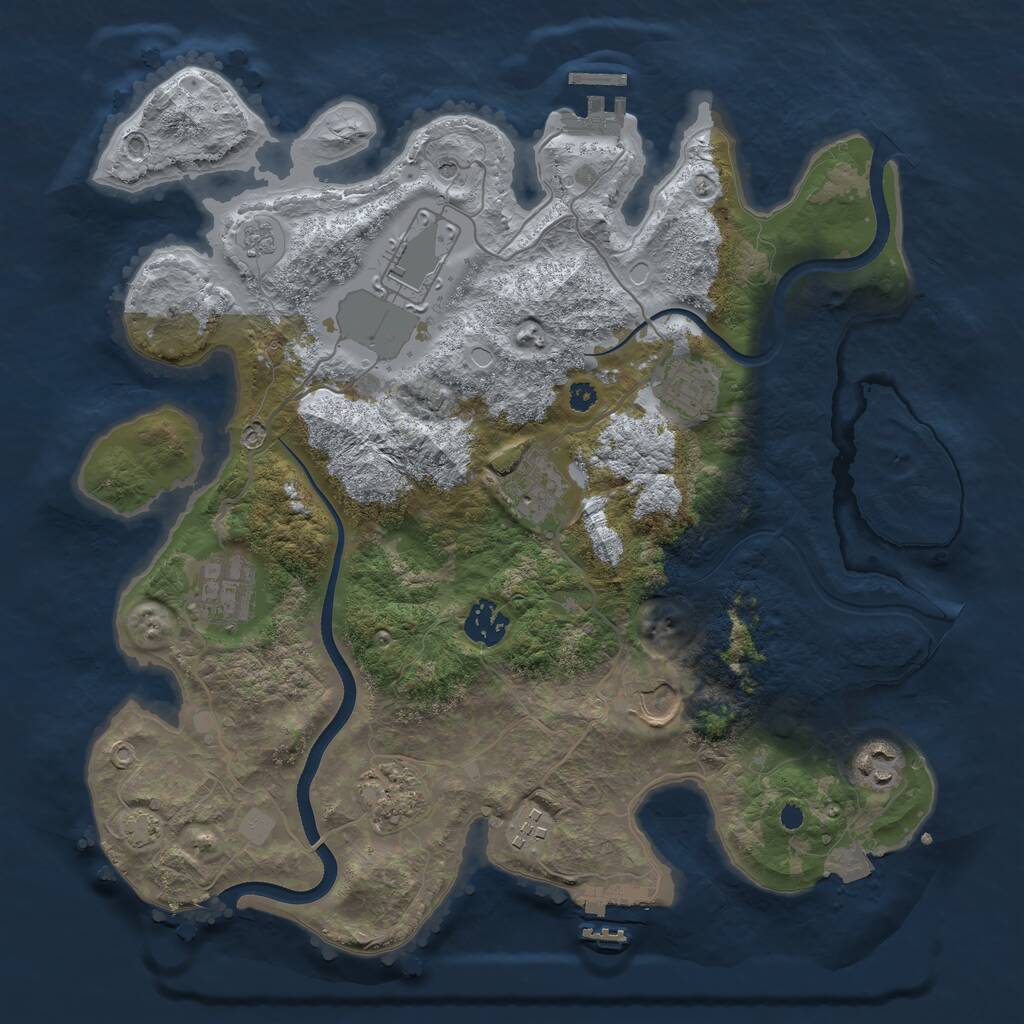 Rust Map: Procedural Map, Size: 3550, Seed: 68837, 15 Monuments