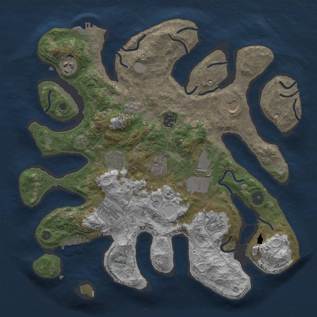 Rust Map: Procedural Map, Size: 3695, Seed: 999, 17 Monuments