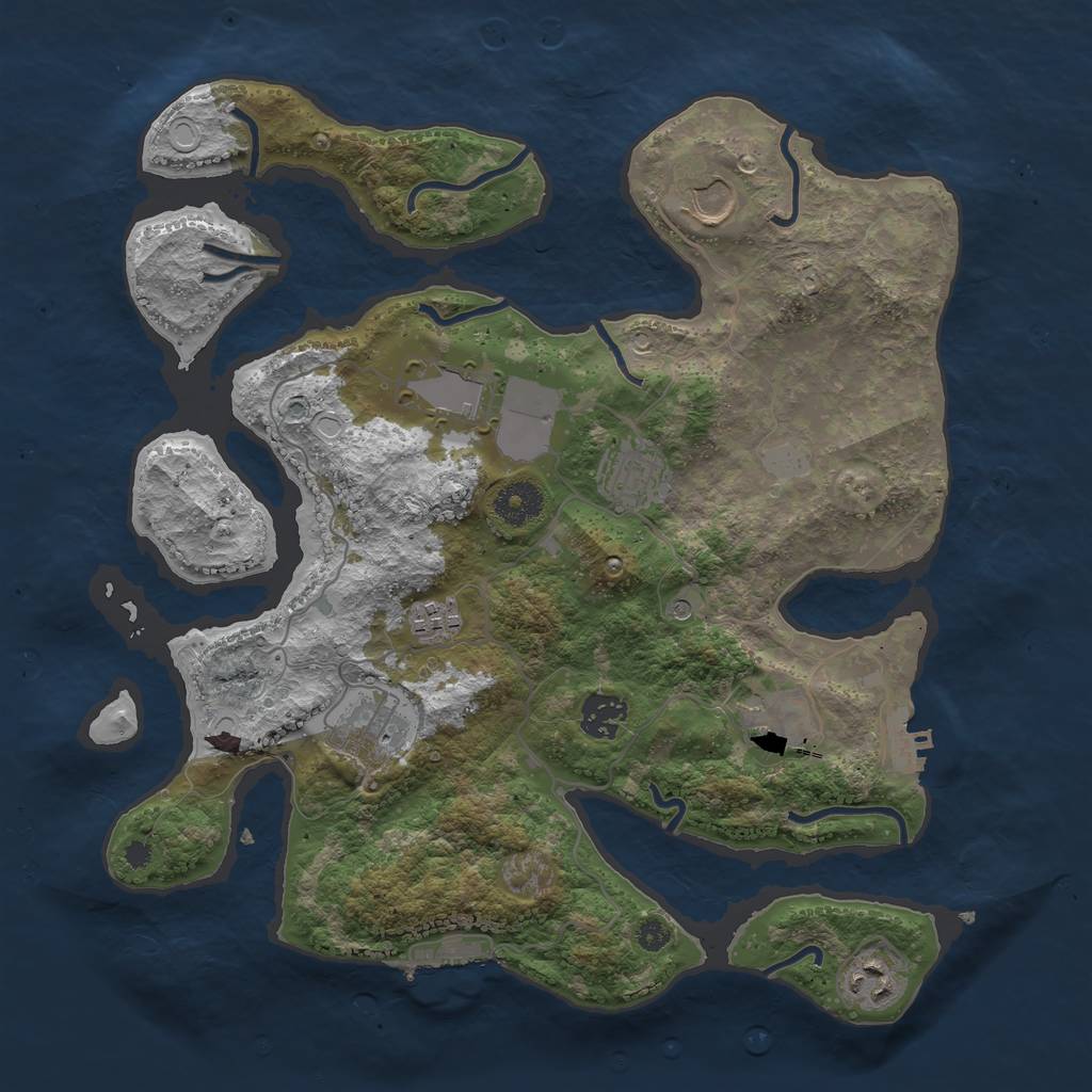 Rust Map: Procedural Map, Size: 3550, Seed: 74325, 16 Monuments