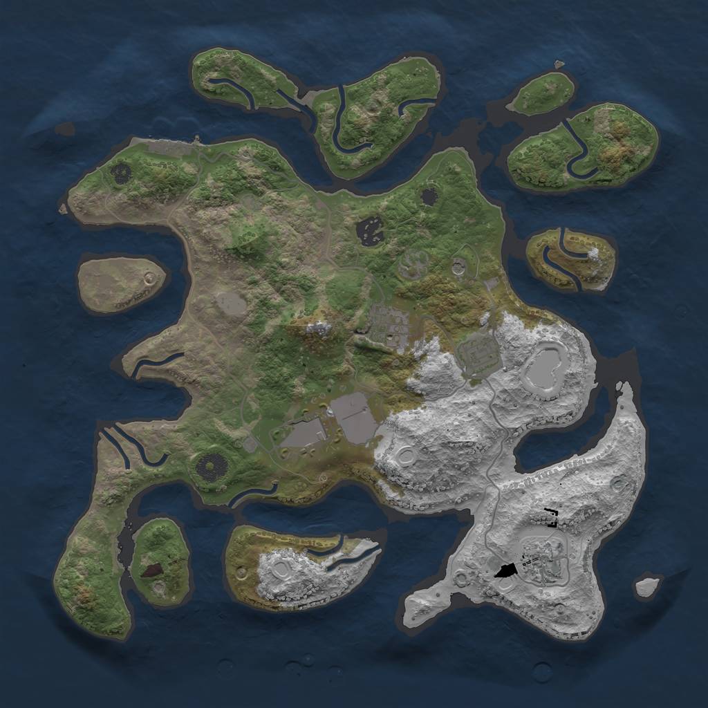 Rust Map: Procedural Map, Size: 3600, Seed: 544881739, 12 Monuments