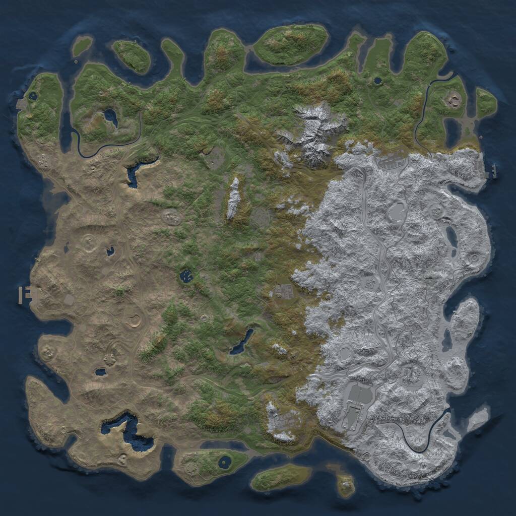 Rust Map: Procedural Map, Size: 6000, Seed: 198723, 17 Monuments